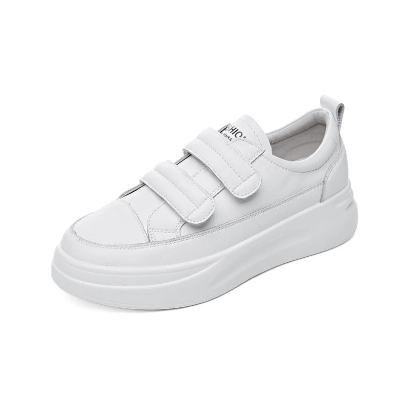 ZHR Genuine Leather Casual Shoes Women Sneakers Light White Sneaker Platform Med Heel Ladies Shoe Comfortable Vulcanized Shoe