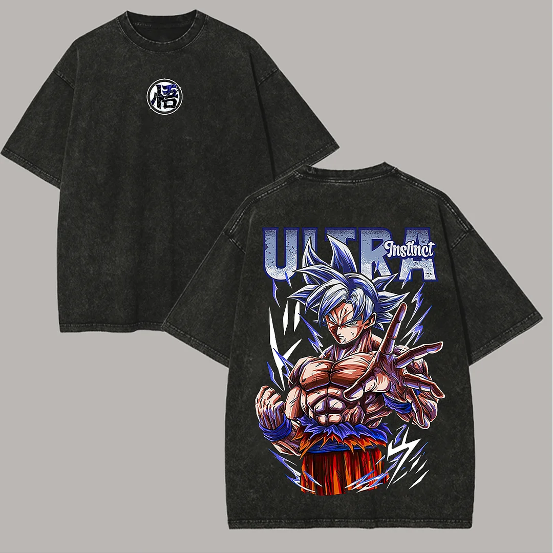 Dragon Ball Goku Ultra Instinct Printed Unisex Washed T-Shirt