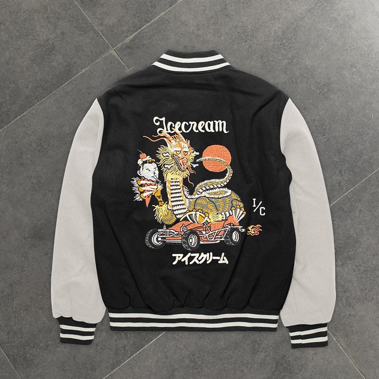 Artistic Vintage Print Long Sleeve Baseball Jersey