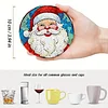 8pcs Cartoon DIY Diamond Painting Wooden Coasters Kits with Holder (Santa Claus)