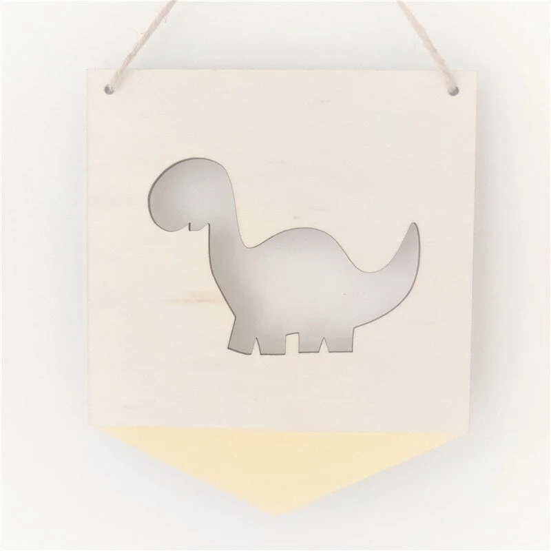 Nordic Dinosaur Wood Chip Positive Slogan Banner Garland Kids Room Decorations Wall Hanging Ornament Nursery Decor Photo Props