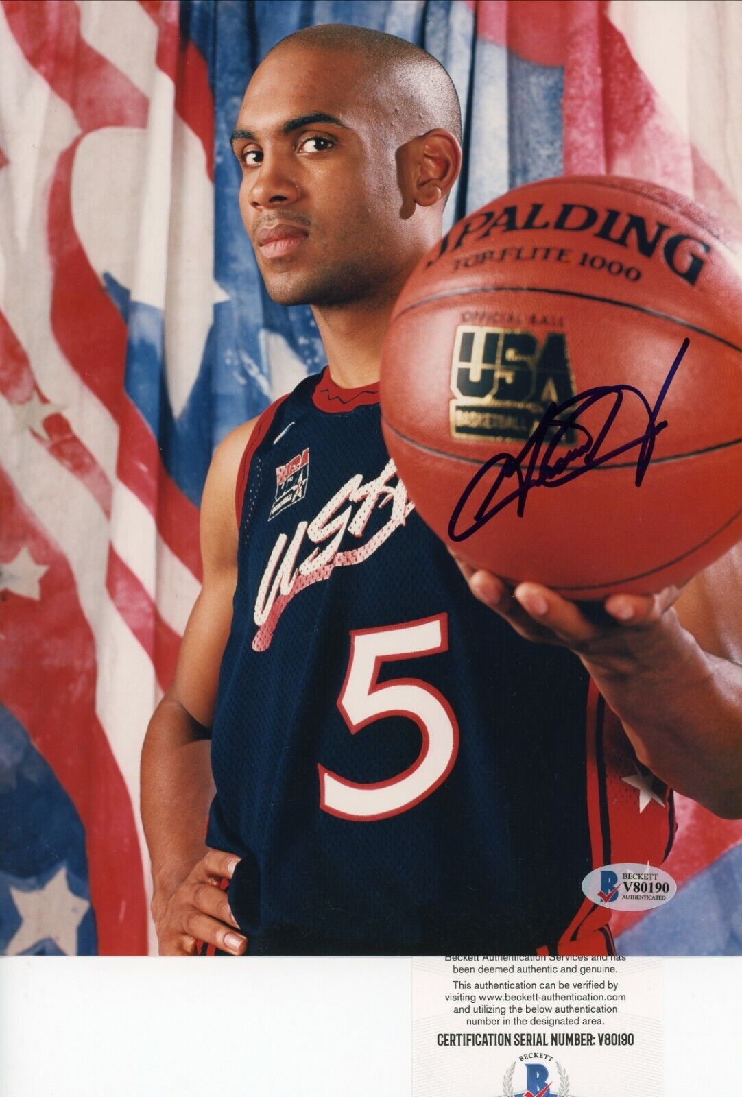 Grant Hill HOF Pistons Duke Signed Autographed 8x10 Glossy Photo Poster painting Beckett BAS