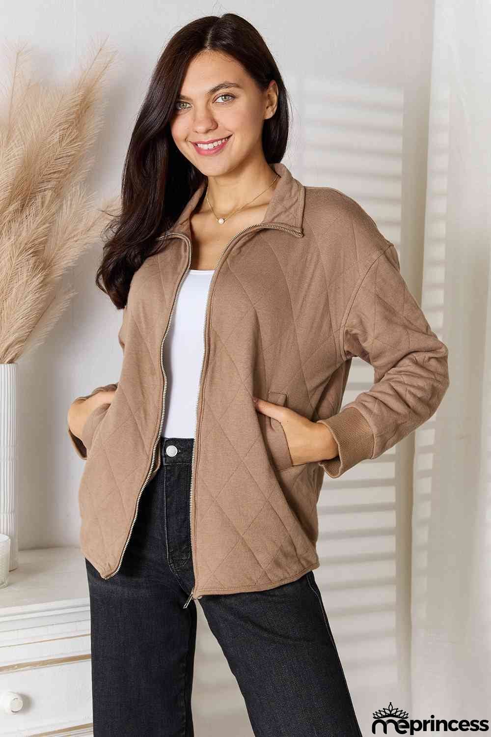 Heimish Full Size Zip-Up Jacket with Pockets