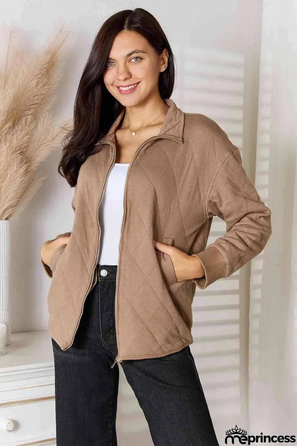 Heimish Full Size Zip-Up Jacket with Pockets