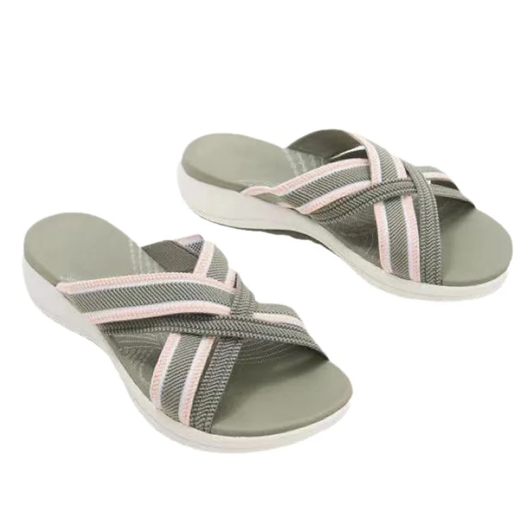 Churchf Churchf New Style Slippers Female Flat Bottom Slope With Fish Mouth Fly Weave Cross Cool Drag Female Slippers Female