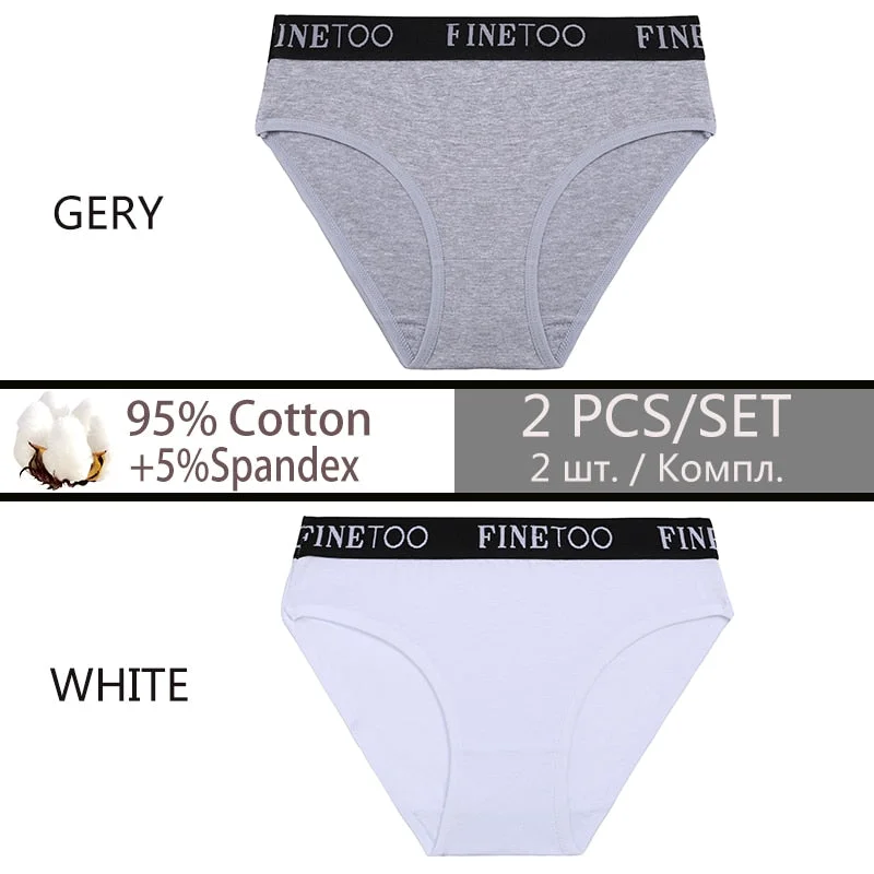FINETOO 2PCS/Set Cotton Sexy Women Underwear Fashion Letter Women Panties Low-waisted Lingerie Female Girls 2021 Briefs M-XXL