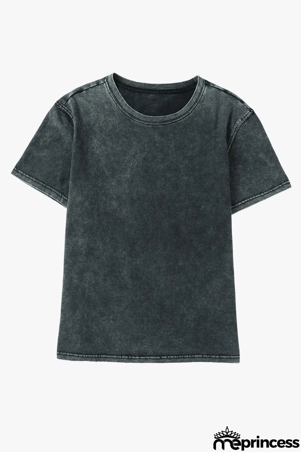 Black Mineral Washed Casual Short Sleeve Tee