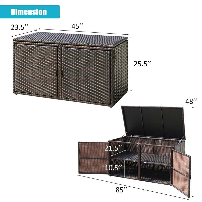 Eletriclife 88 Gallon Garden Patio Rattan Storage Container Box Black