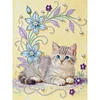 DIY Pearl Painting Cat for Home Wall Decor with Frame(40*30cm)
