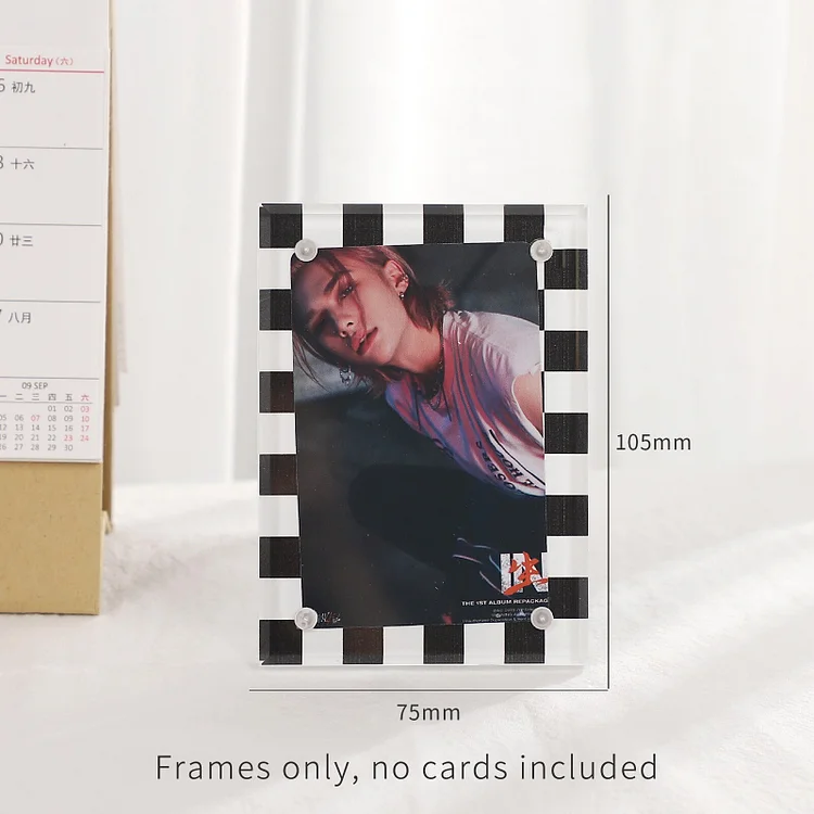 JOURNALSAY 3/3.5 Inch Acrylic Transparent Checkerboard Idol Star Photo Frame Cute