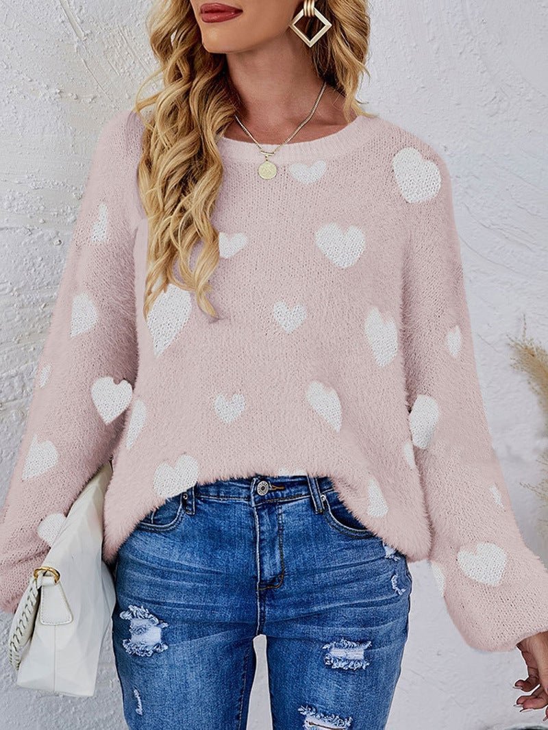 Knitted Turtleneck Sweater with Love Round Neck Temperament | EGEMISS