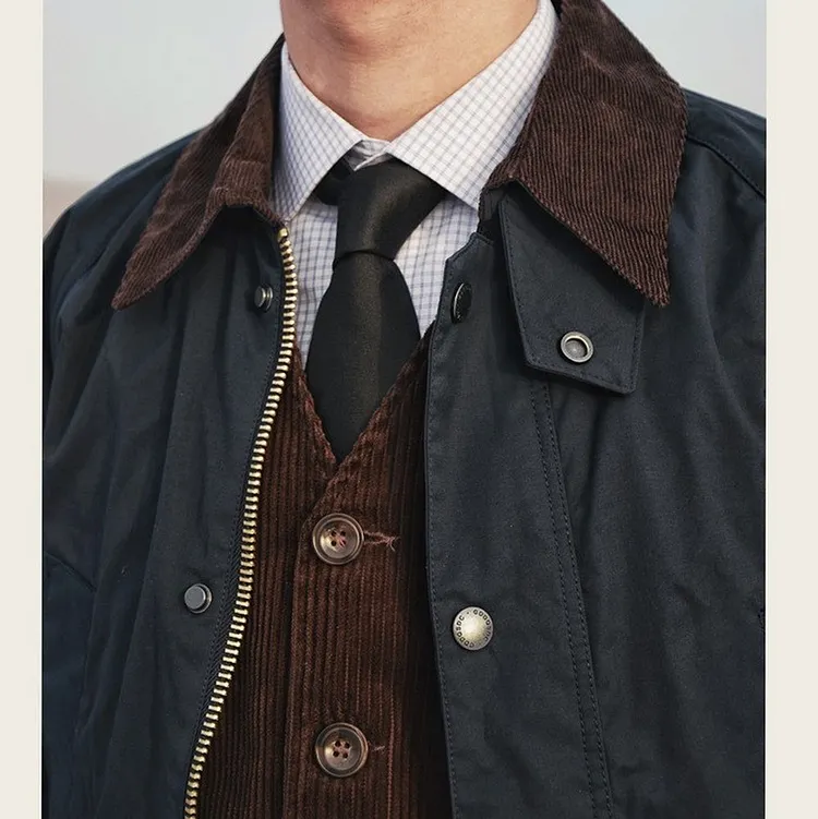 Field Jacket in Cotton with Stand Collar and Multi Pocket Design