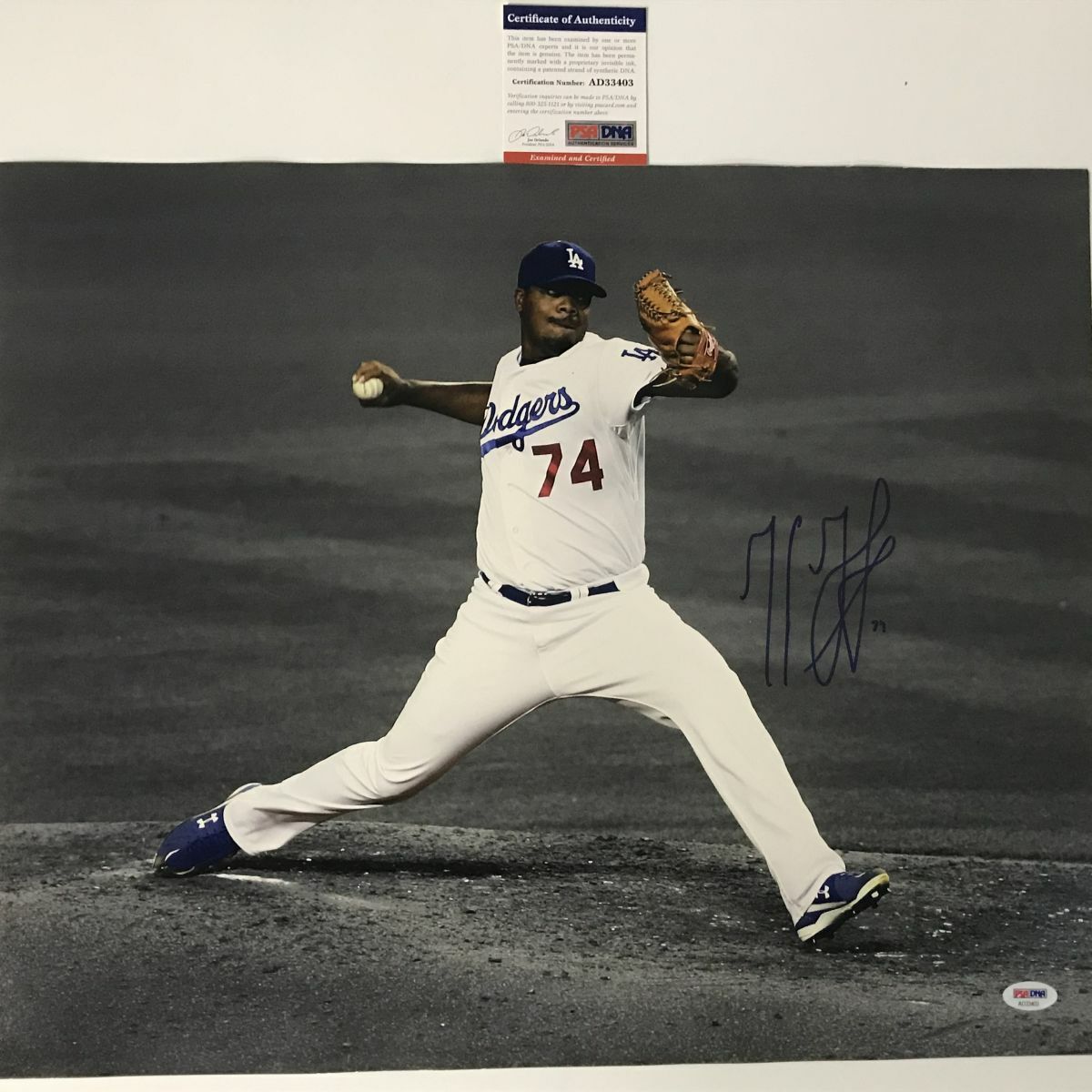 Autographed/Signed KENLEY JANSEN Los Angeles LA Dodgers 16x20 Photo Poster painting PSA/DNA COA