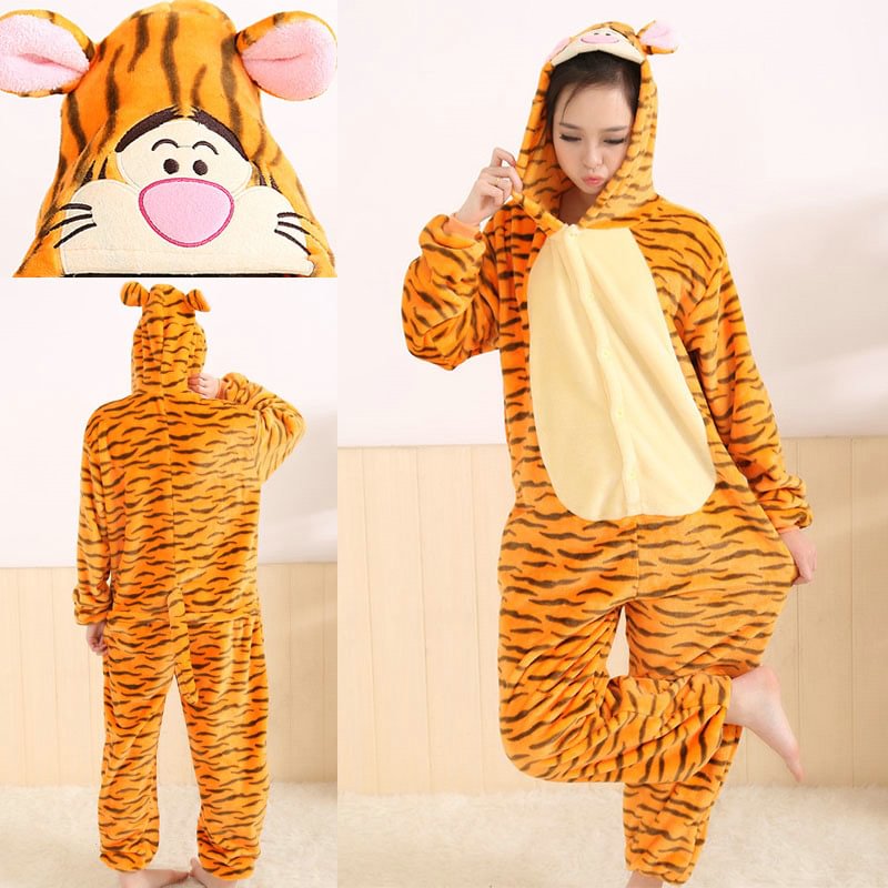 Tiger Onesies Hoodie Pajamas Animal Costume Kigurumi Pajamas-Pajamasbuy