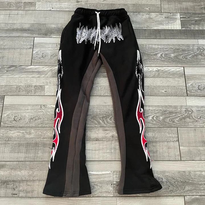 Loveciss®/ Personalized Street Style Print Color Block Flared Sweats Trousers