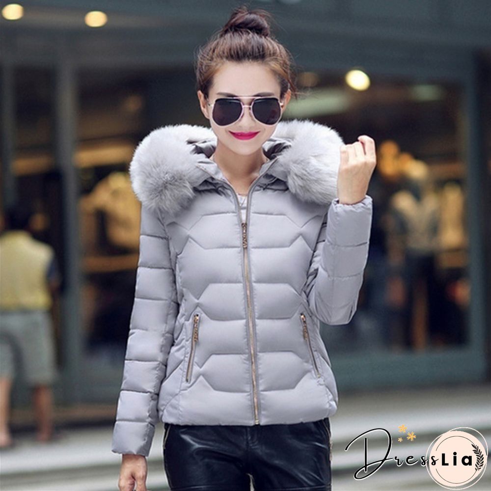 Fashion Women's Down&Parkas Cotton Jackets Female Cotton-Padded Winter Coat Large Fur Collar with Hoody Plus Size S-XXXL Parka