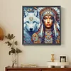 Beauté indienne et loup blanc-spécial en forme de diamant peinture-30 * 30cm