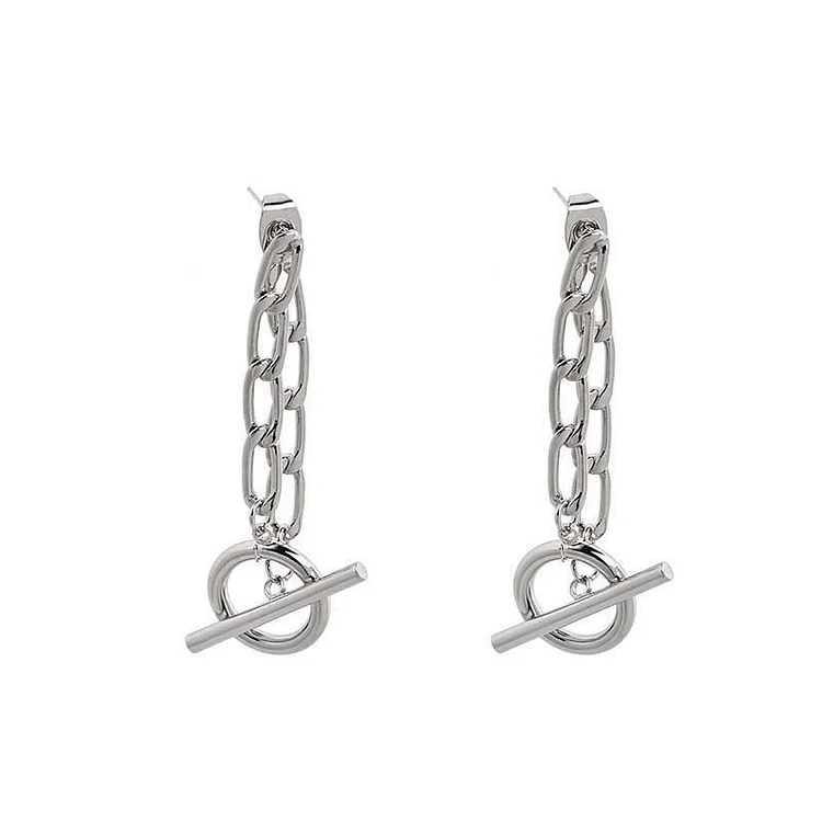 Small Rings Drop Chain Earrings - Modakawa modakawa