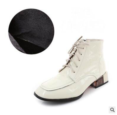 GKTINOO Women Boots 2022 New Woman Short Boots Soft Patent Genuine Leather Autumn/Winter Shoes Square Heels Female Footware