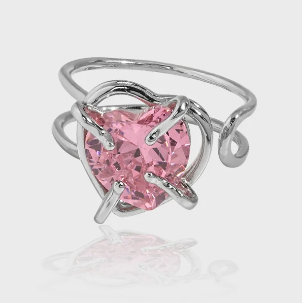 Pink Zircon Heart Ring KERENTILA