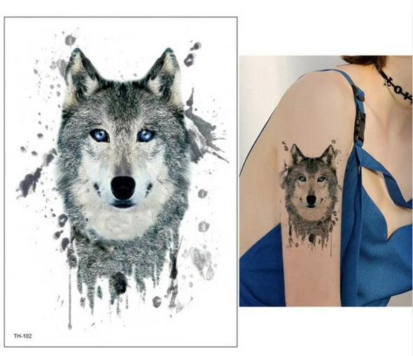 21*15cm NEW Temporary Tattoo Sticker cute leopard wolf tiger animals pattern Waterproof body art fake tattoo women men DIY paint