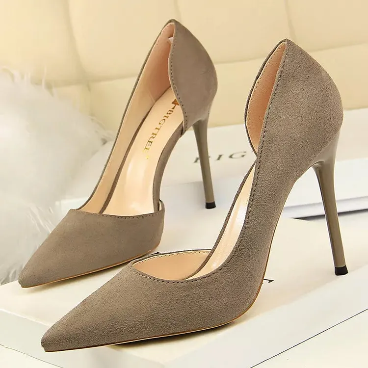 Suede Pointed Toe Stiletto High Heel Pumps for Women