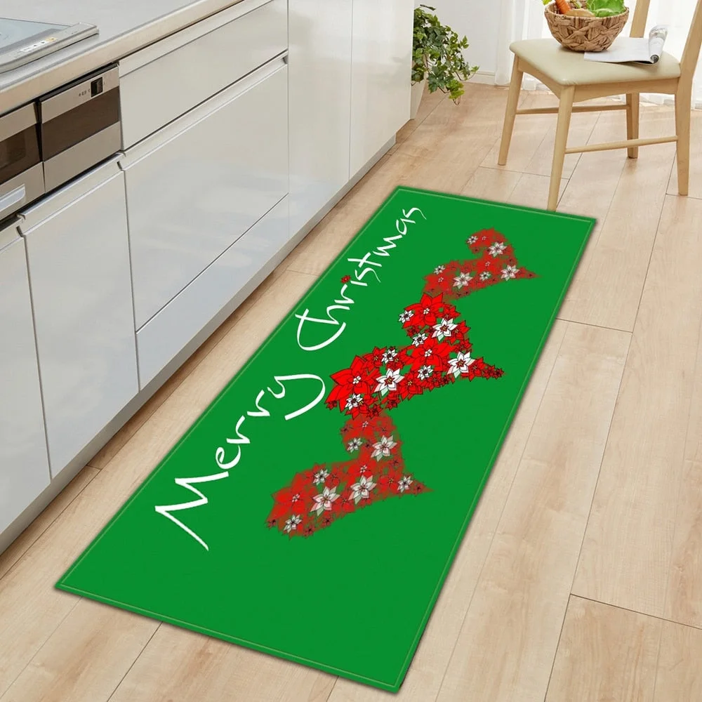Kitchen Carpet Entrance Doormat Home Mat For Floor Merry Christmas Bedroom Tatami Dcorative Carpet Bath Anti-Slip Hallway Rugs