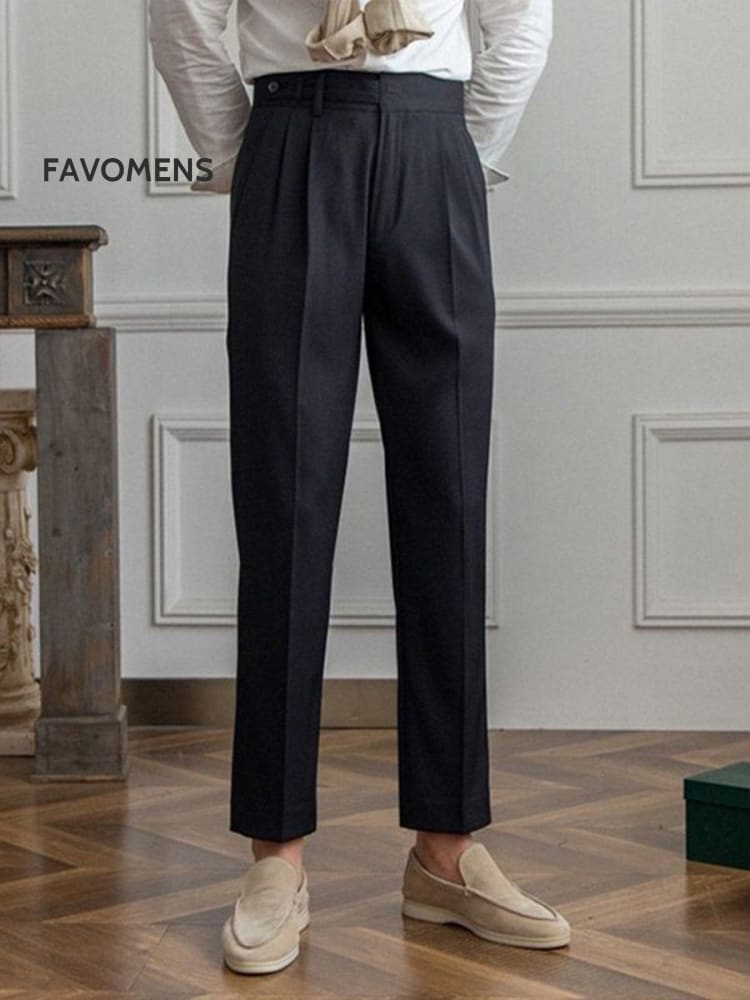 Men’s High Waist Straight Leg Ninth Pants Black / S