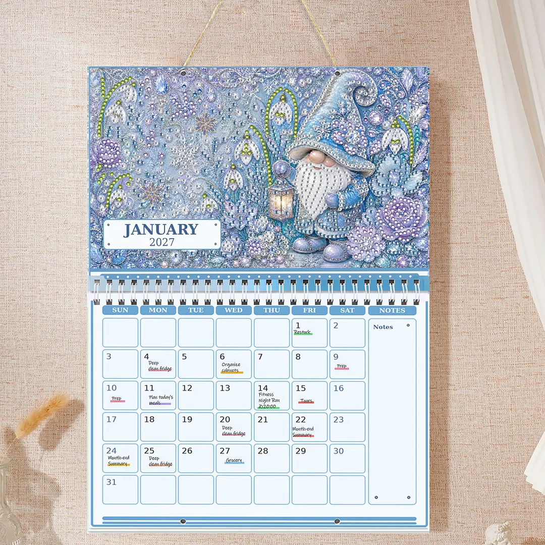 2027 Goblins DIY Diamond Painting Calendar for Adults Wall Ornaments Diamonds Arts Dates 11.81x9.45 Inch Gem Painting Art Walls Date for Home Business Office Planning Decor