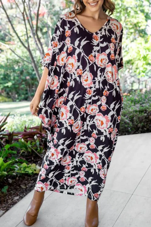 Dolman Sleeve Floral Dress