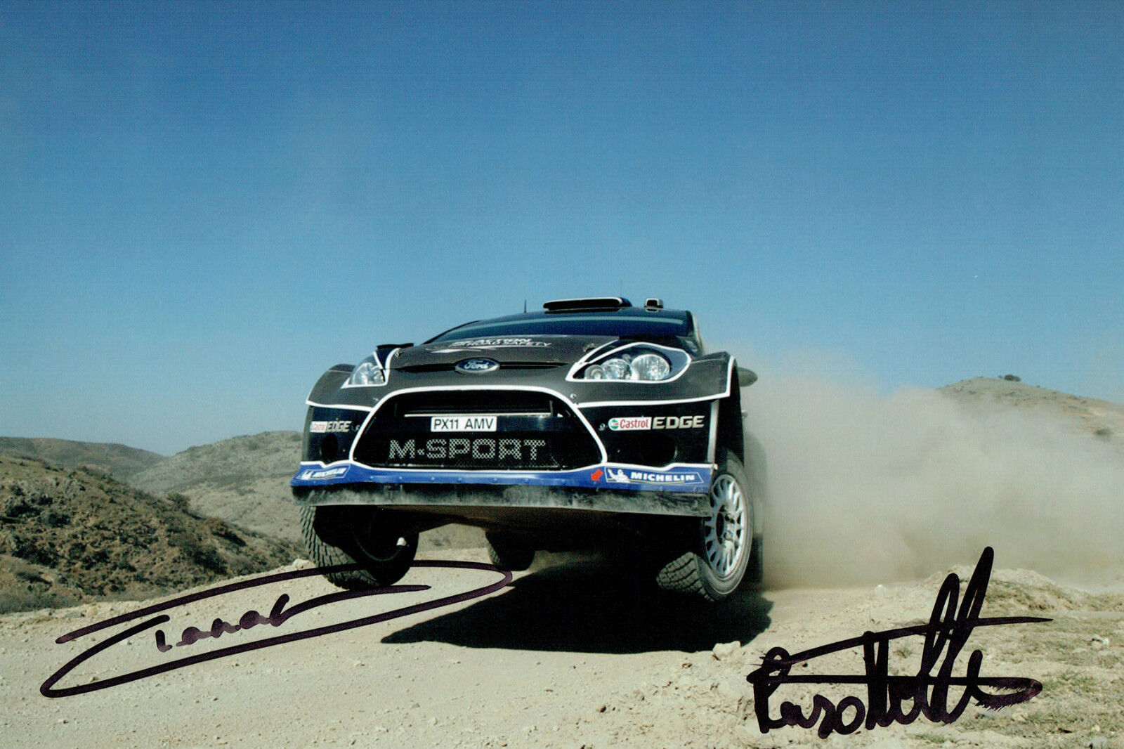 Ott TANAK & Raigo MOLDER SIGNED Rally AUTOGRAPH 12x8 Ford Photo Poster painting AFTAL COA WRC