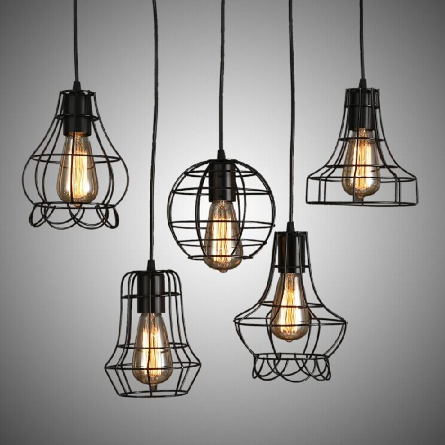 Rustic Wire Cage Industrial Pendant Light