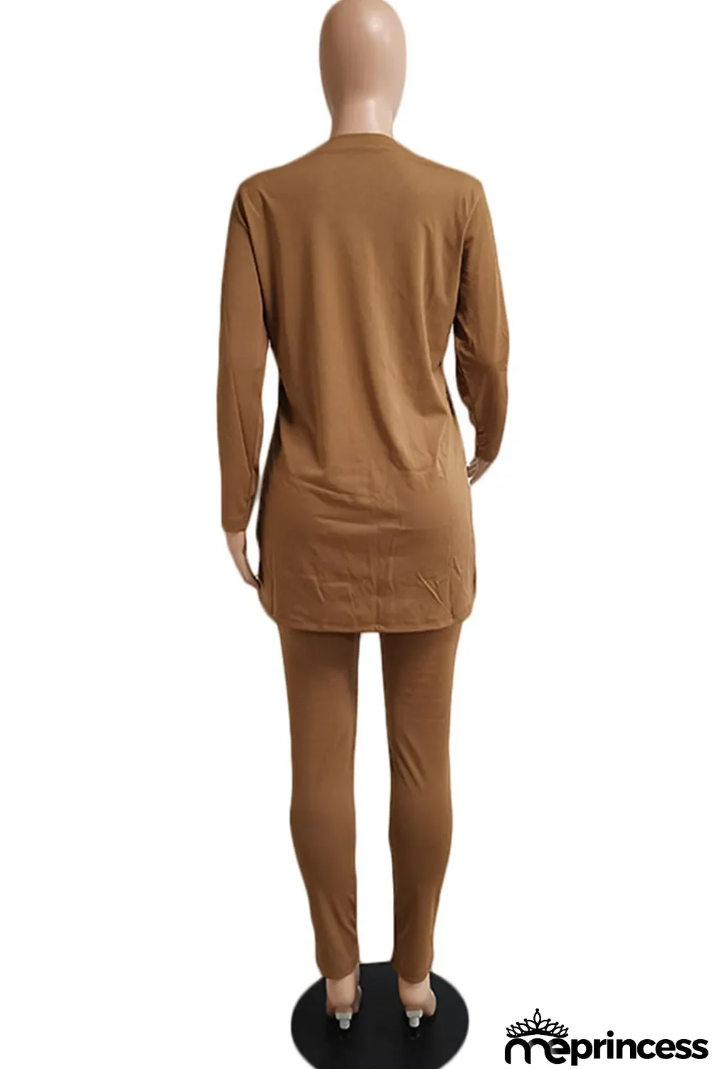 Yellow Casual Print Split Joint Asymmetrical V Neck Long Sleeve Two Pieces