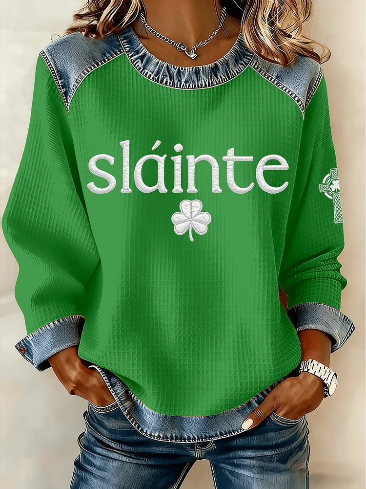 St. Patrick's Day Sl&aacute;inte Printed Women's Oversized Sweatshirt socialshop