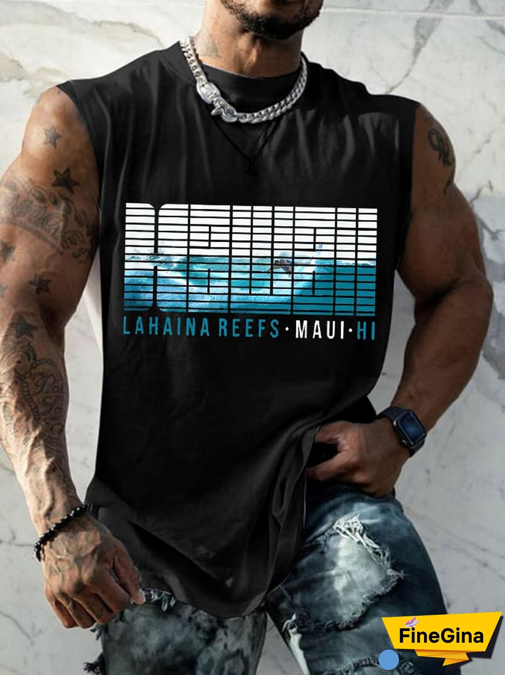 Men's Hawaii Lahaina Reefs Maui Hi Print Tank Top