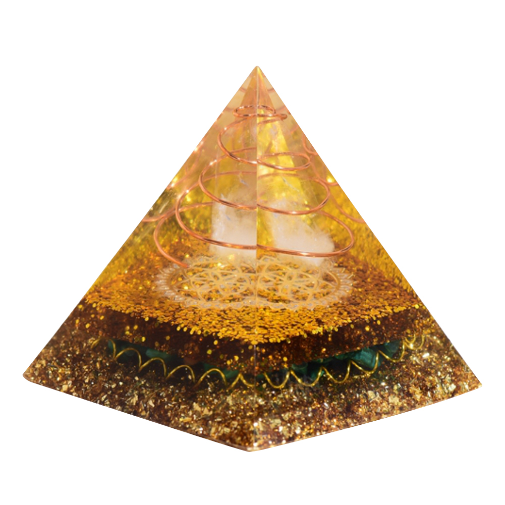 Crystal Orgonite Pyramid Gold Foil Amethyst Heal Energy Collector Craft (A)