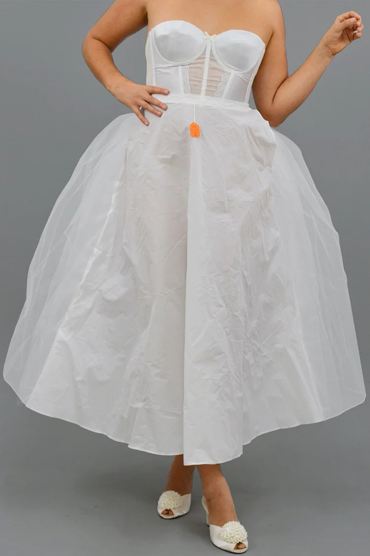 Plus Size Daily White Ruffle Tulle Petticoat [Pre-Order] 2024 - Xpluswear