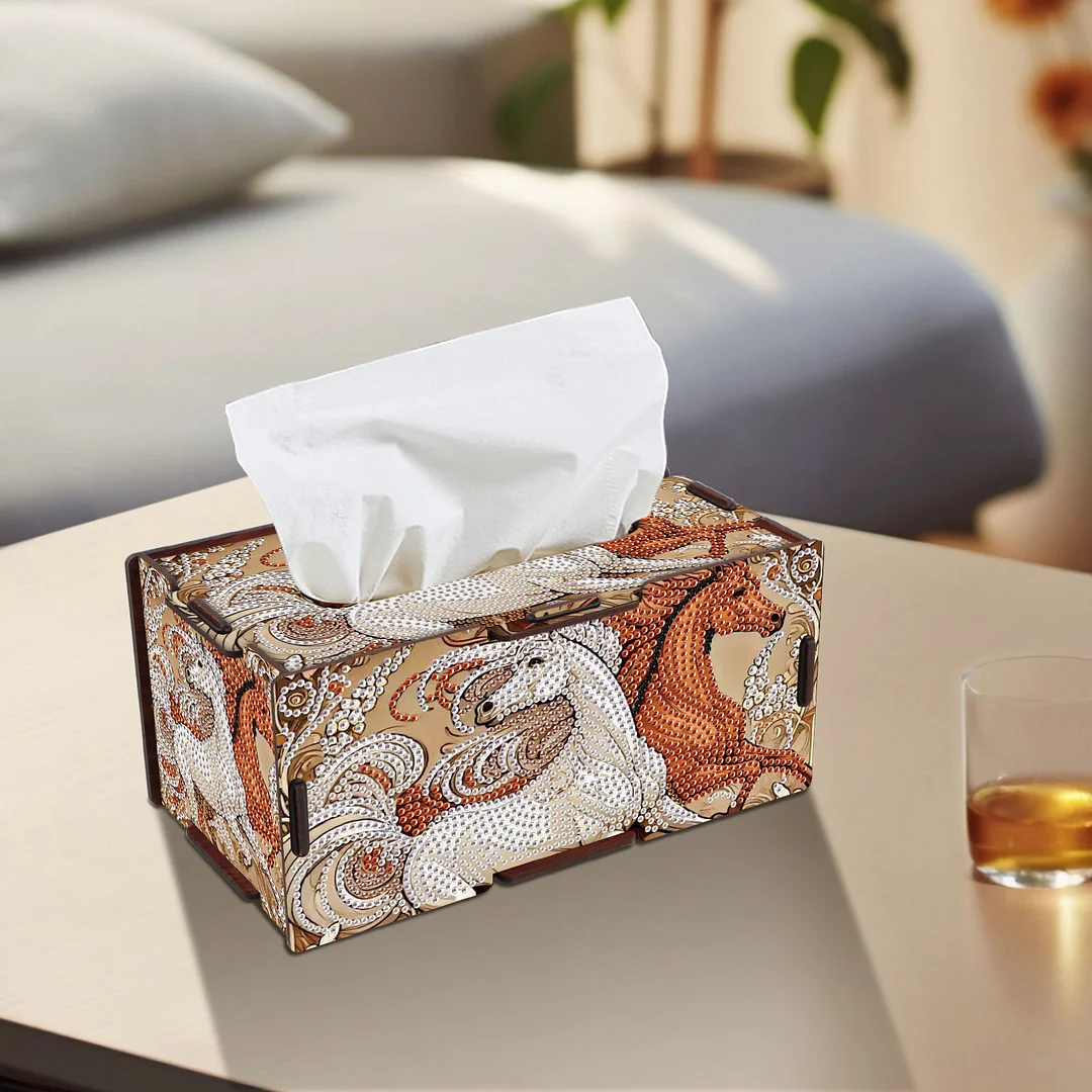 Wooden Diamond Painting Tissue Box for Home and Office Decoration (ZJH034)