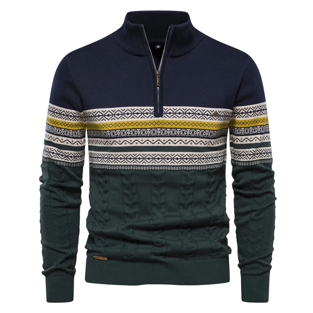 Men's Zipper Pullers Warm Winter Ethnic Patterns Cotton Casual Quality Sweater | ARKGET