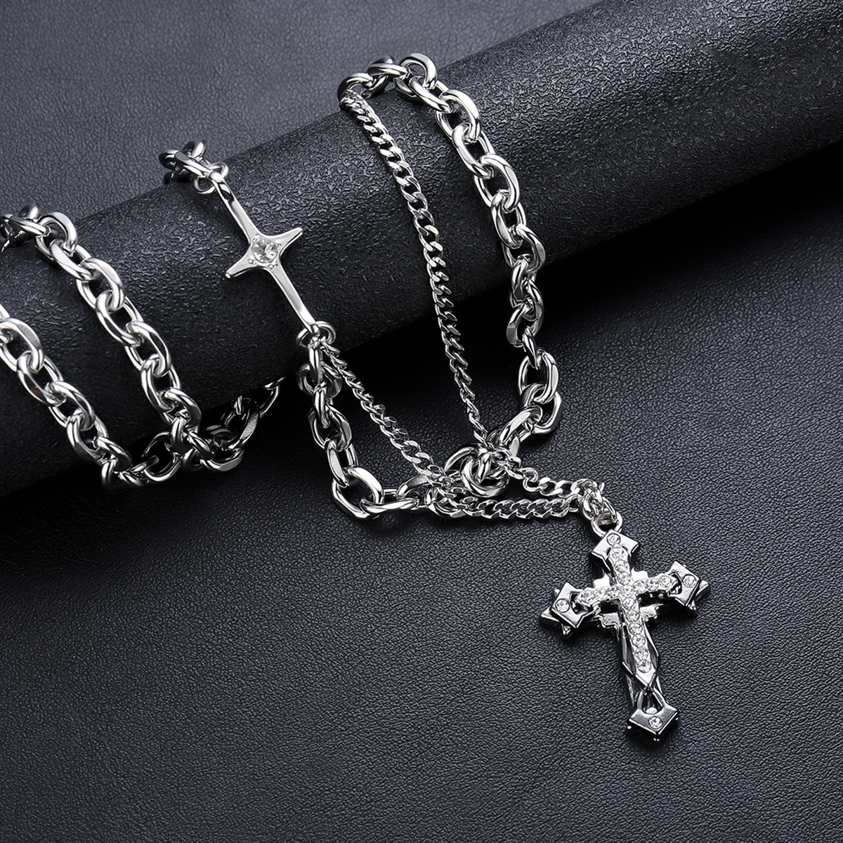 Unisex Titanium Steel Minimalist Cross Necklace