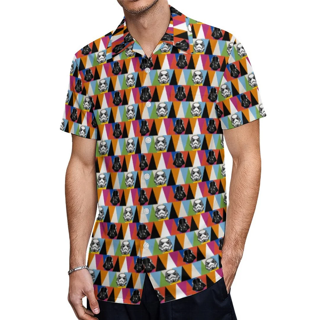 Darth Vader Stromtrooper Geometric Hawaiian Shirt Mens Button Down Plus Size Tropical Hawaii Beach Shirts