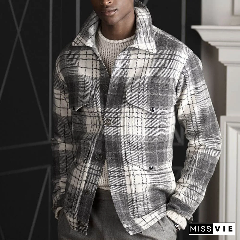 Men's Fashion Retro Casual Plaid Jacket