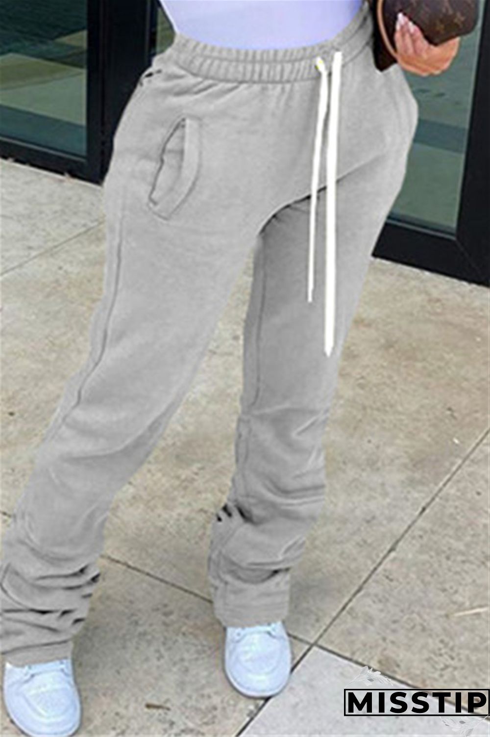 Black Fashion Casual Solid Basic Regular Trousers