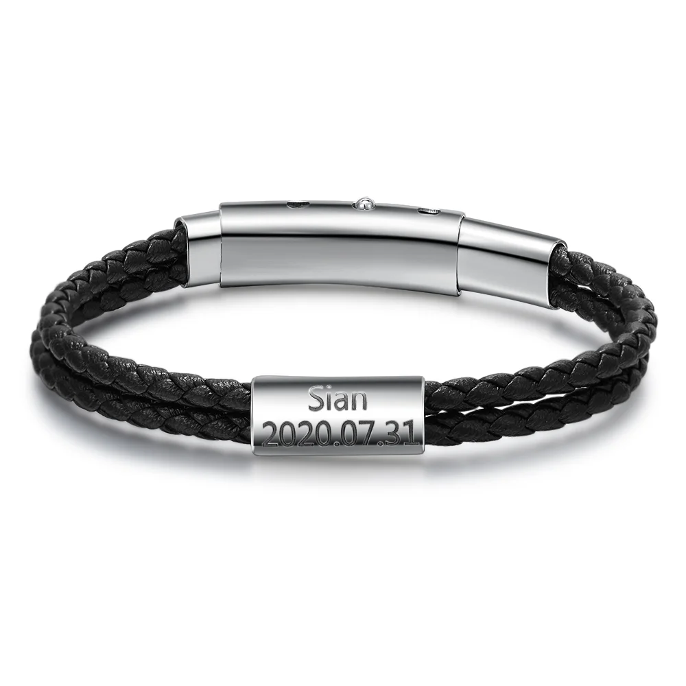 Armband für individuelle Wunschgravur - Schwarz t1 Kettenmachen