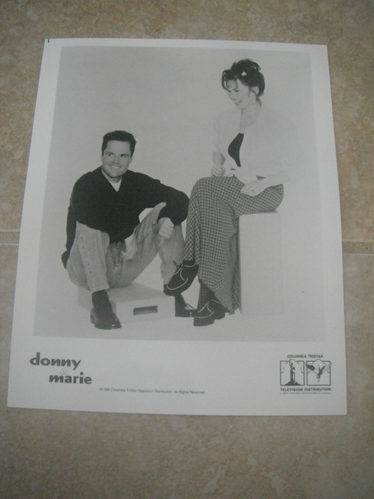 Donny & Marie Osmond B&W 8x10 Promo Photo Poster painting Picture Original