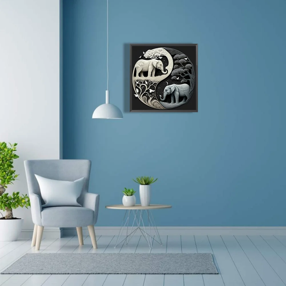 5D DIY Full Square Drill Diamond Painting Kit Elephant Yin Yang Symbol (F1289)