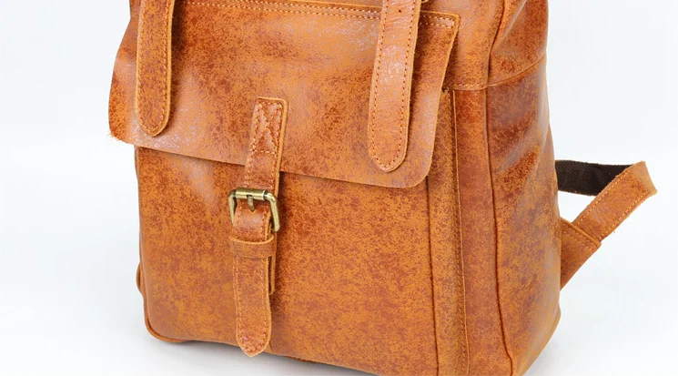 Satchel And Fable Men Women College Vintage Book Bag Fashion Anti-Theft Travel Leather Rucksack Roll Backpacks with fit 15.6 Inch Laptop Dark Brown