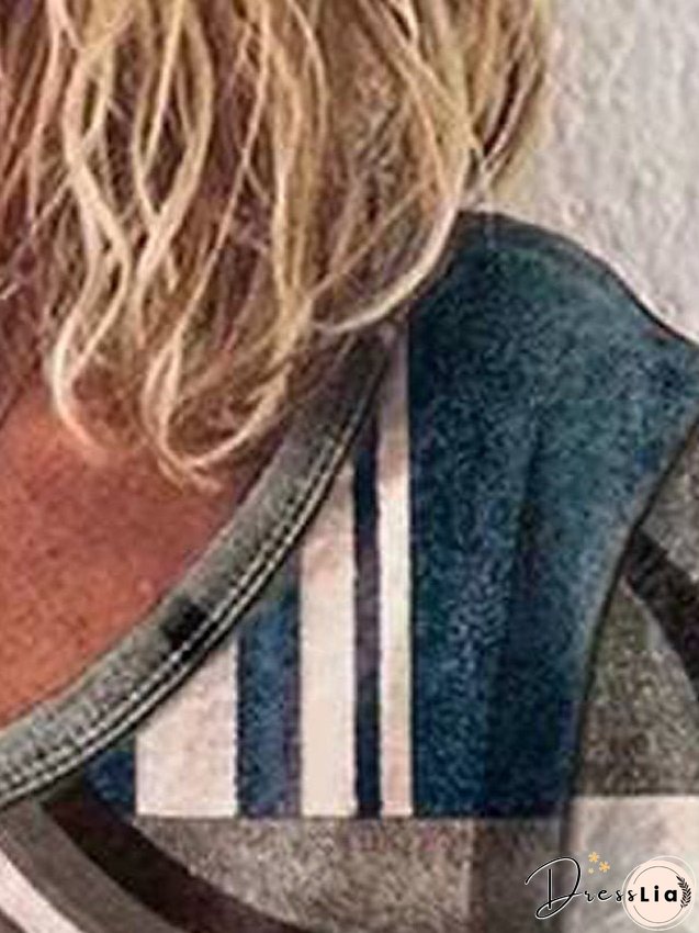 T shirt Tee Blouse Light Coffee Grey Graphic Geometric V Neck Print Short Sleeve Street Casual Tropical Daily Basic V Neck Regular S for Women