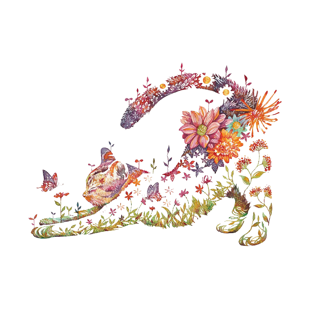 Folk Art Colorful Cat Counted Cross Stitch Kit Set – Happy x craft