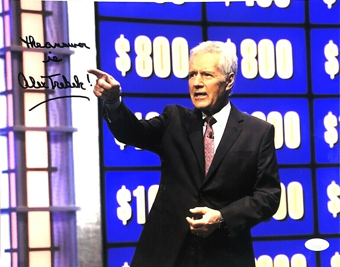 ALEX TREBEK HAND SIGNED AUTOGRAPHED 11X14 Photo Poster painting WITH JSA COA MUST SEE RARE 20